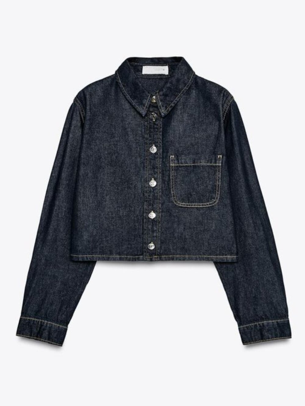 Zara Cropped Denim Button Up Shirt –  Size [ MEDIUM ]